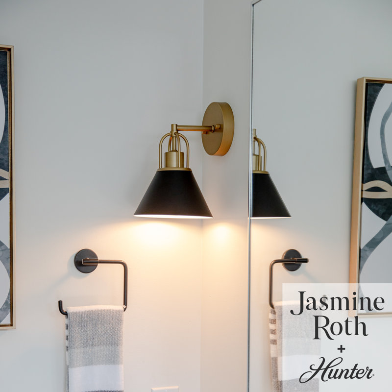 Matte Black and Gold Metal Dimmable Wall Sconce