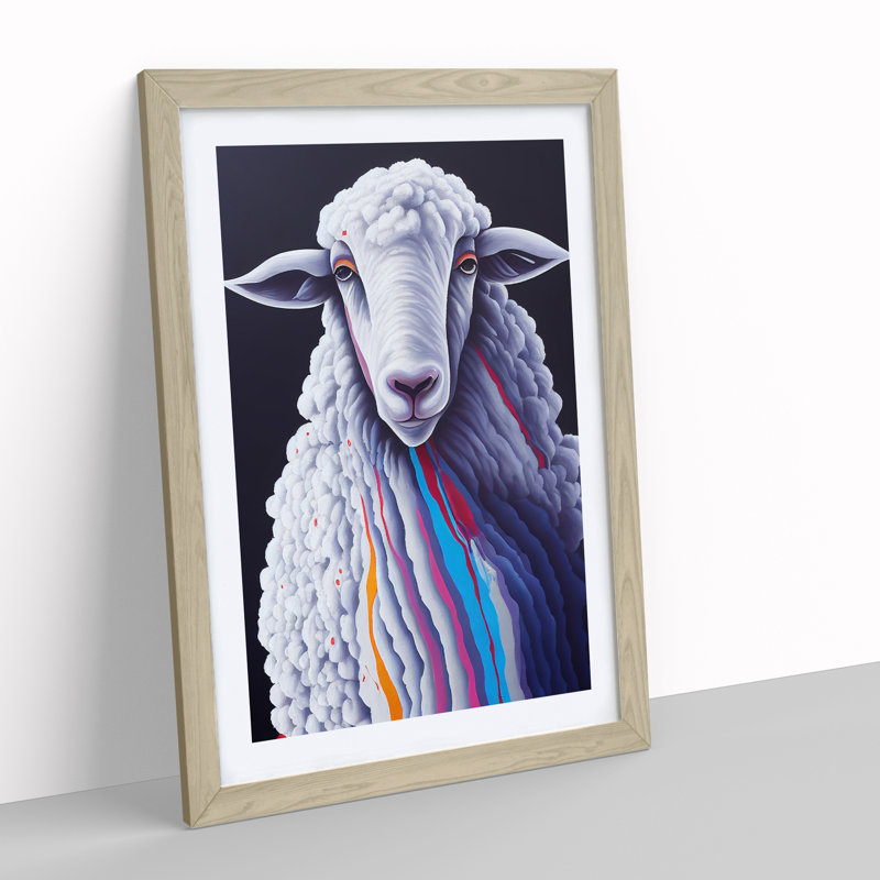 Colours Of The Sheep - Single Picture Frame Painting, 34cm H x 25cm W x 2cm D, Oak Framed