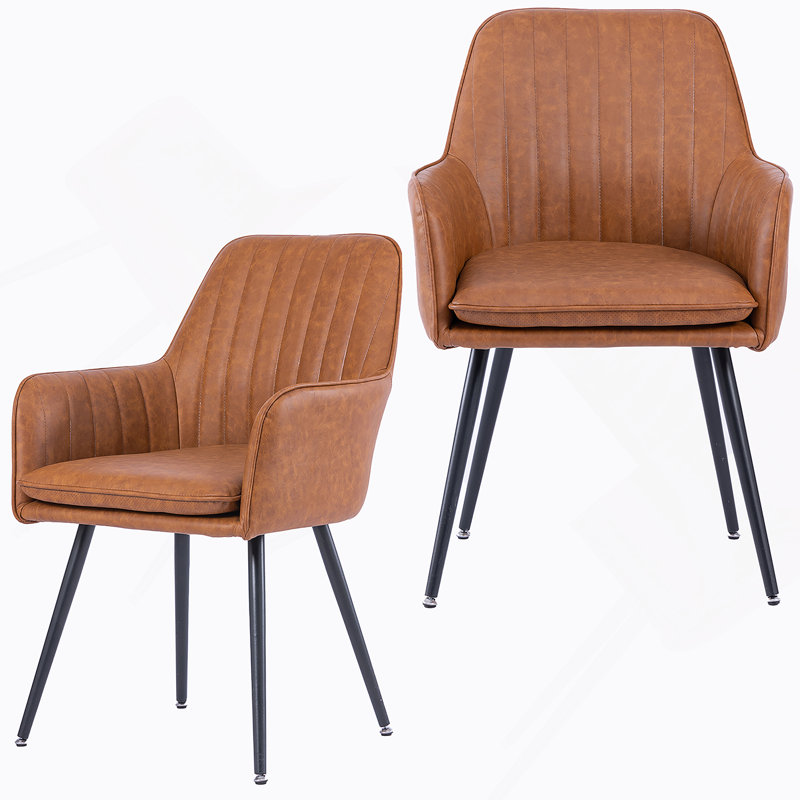 Ensemble de deux chaises de salle à manger modernes à dossier moyen avec pieds en métal et chaises rembourrées confortables pour divers espaces de vie