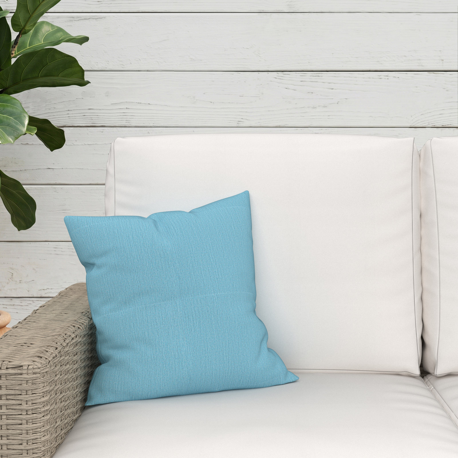 Indoor/Outdoor Throw Pillow, Square 16", Cast Horizon Sunbrella® Plainweave