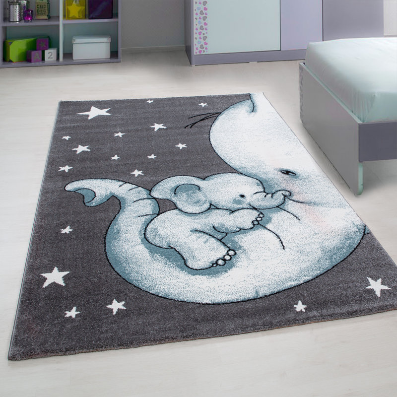 Legrand Hooked Blue/Grey Rug, Rectangle 80 x 150cm