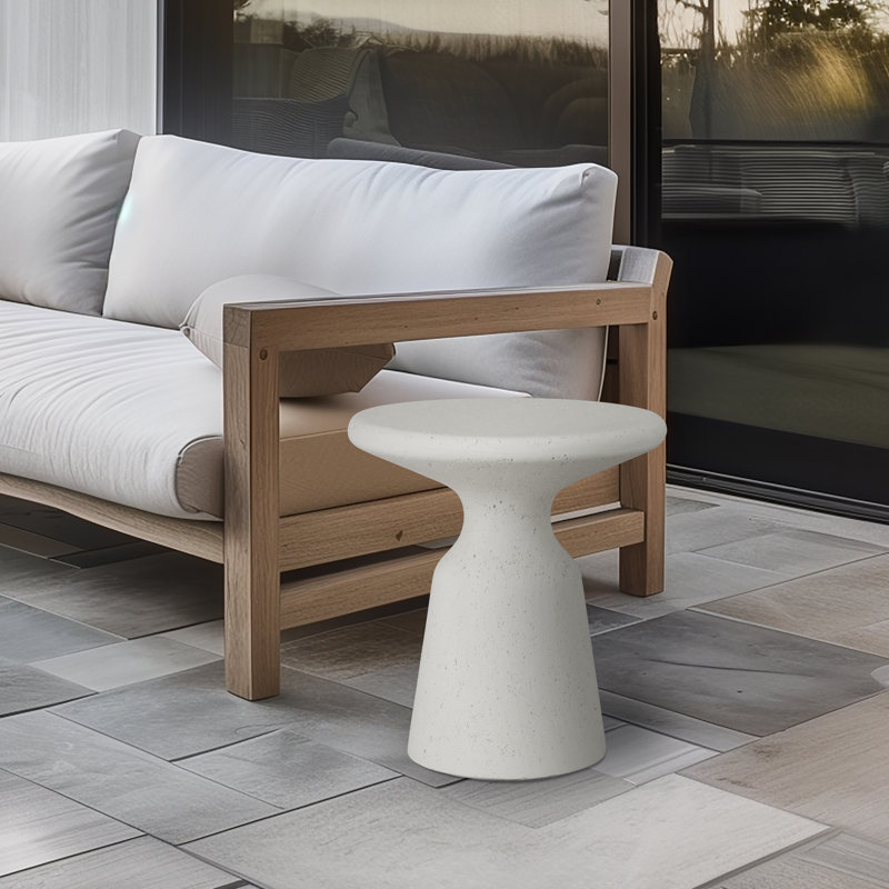 Mince tabouret de champignon / TBL, noir terrazo 17,5 po x 20 po, Craie