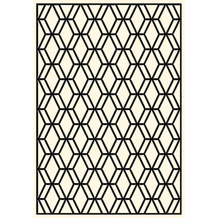 Tapis ivoire / noir à motif géométrique Trend