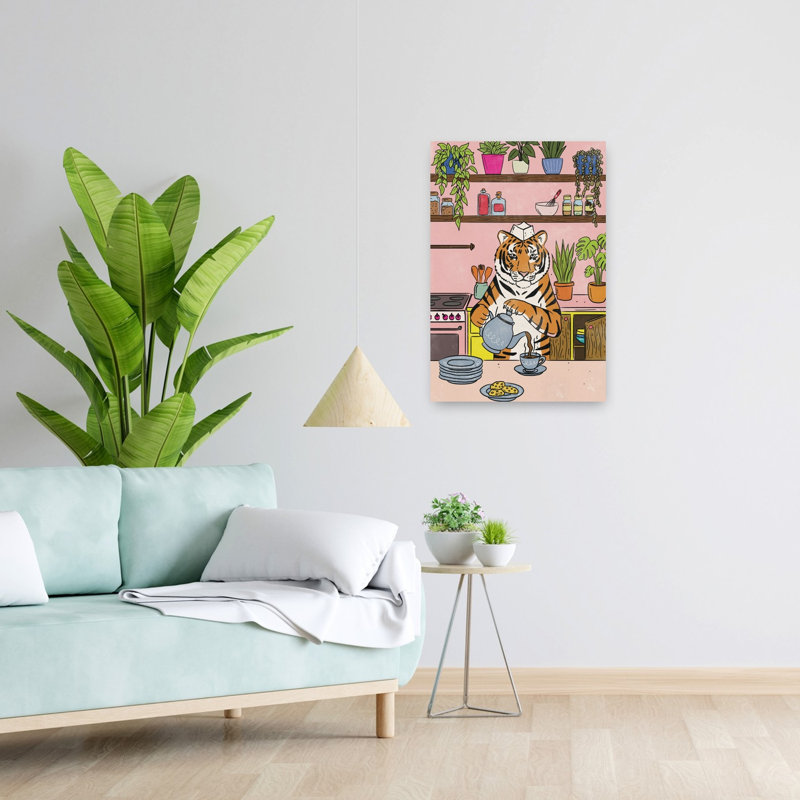 «Tiger's Coffee Break», impression d'art contemporain, 24" H x 16" W
