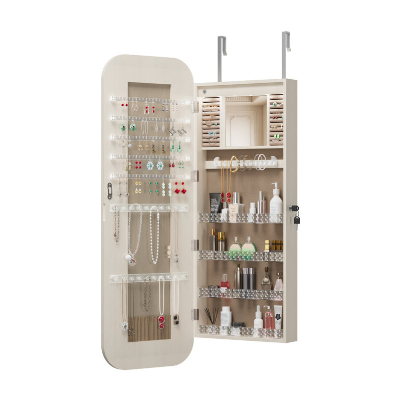 Modern Jewellery Armoire with HD Glass Mirror and Enhanced Security