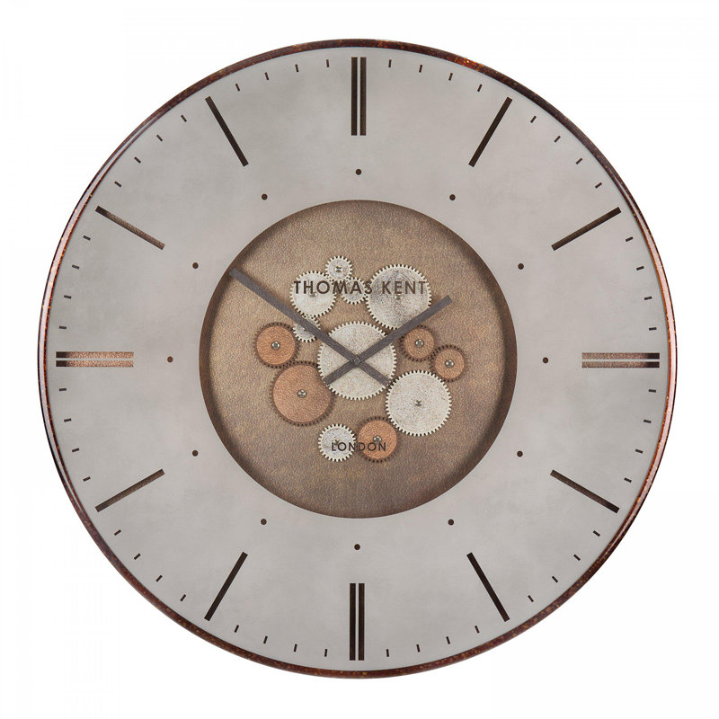 Metal Wall Clock, Gold, 74 cm H x 74 cm W x 6 cm D