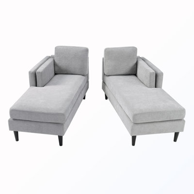 Upholstered Chaise Lounge With Dual-Layer Armrests