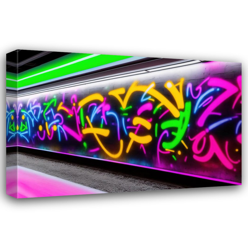 «Subway Neon Graffiti Brighttrain» par Stephen Chambers, impression sur toile tendue, L 18 po x H 15 po