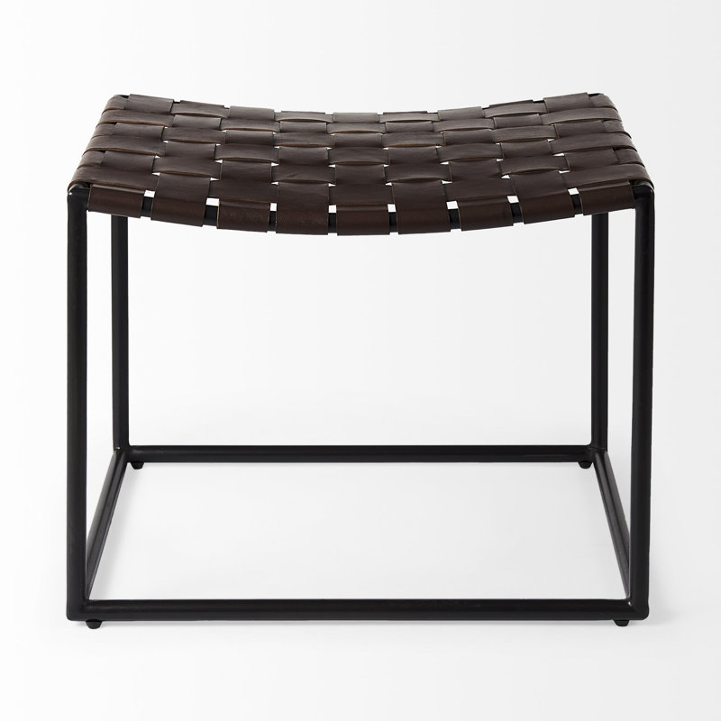 Tabouret de coiffeuse en cuir véritable Holden, Marron foncé
