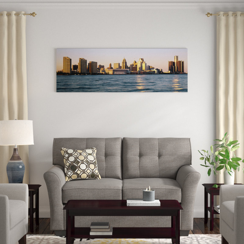 « horizon détroit, mi », reproduction de photo sur toile, H 24 po x l 72 po x P 1,5 po, Toile avec cadre noir
