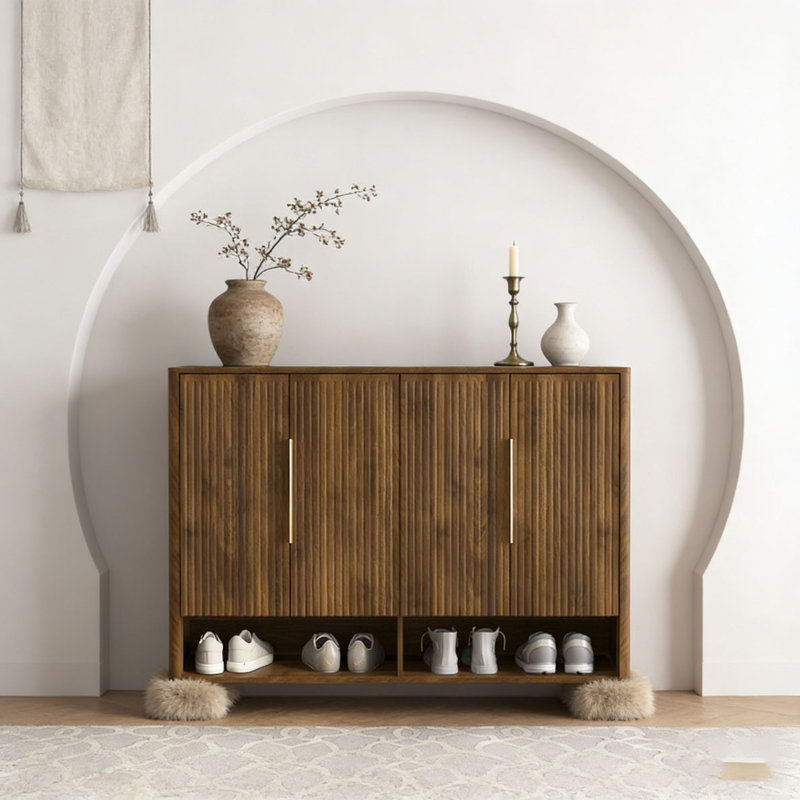 Armoire à chaussures avec 4 portes, Brun