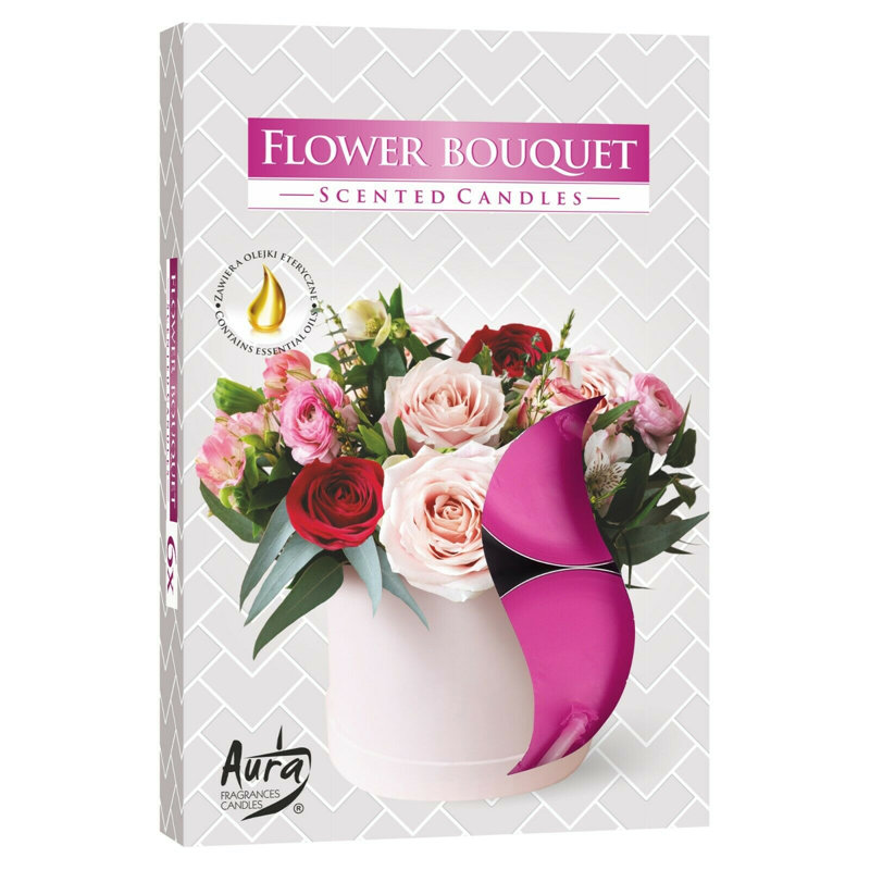 Flower Bouquet Scented Tealight Candle with Glass Holder