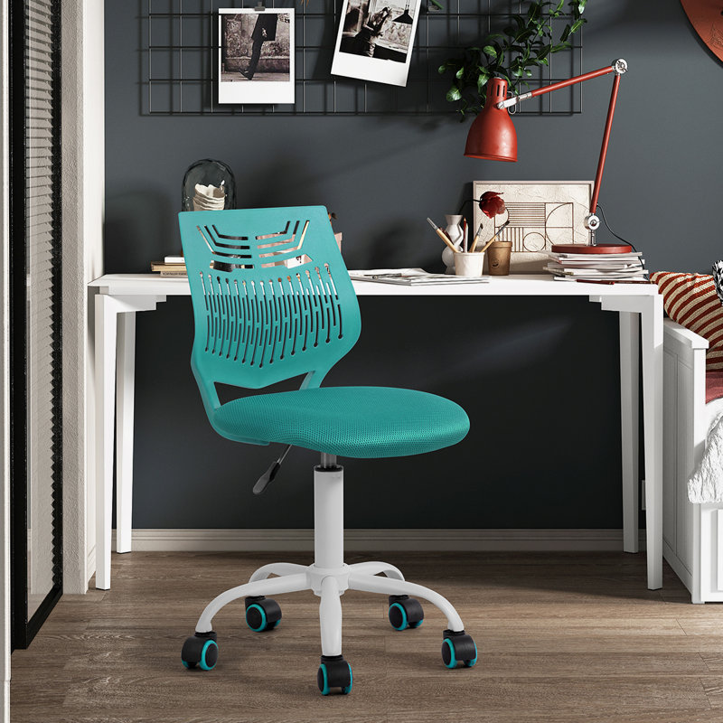 Adetola Armless Kids Desk Chair Adjsutable Swivel Task Chair, Aqua