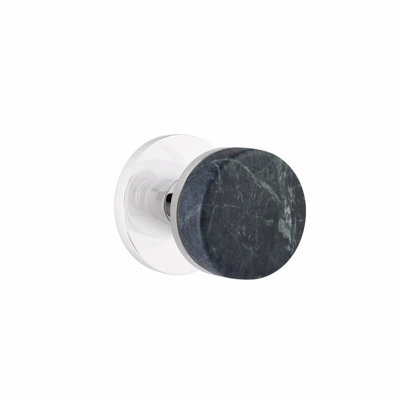 Ensemble de boutons Emtek Select, rosette à disque, tige conique, bouton en marbre vert