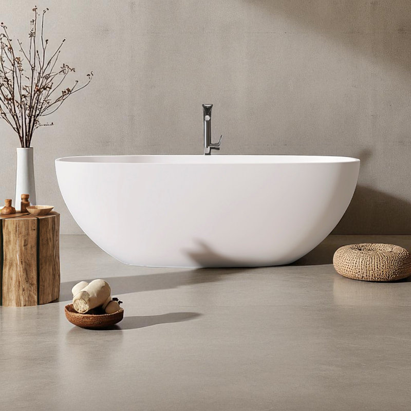 67'' X 29.5'' Freestanding Soaking Solid Surface Stone Resin Bathtub