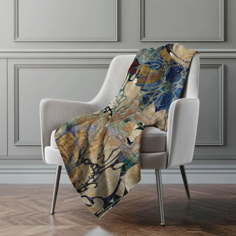 Jeté en sherpa floral Addison, Beige