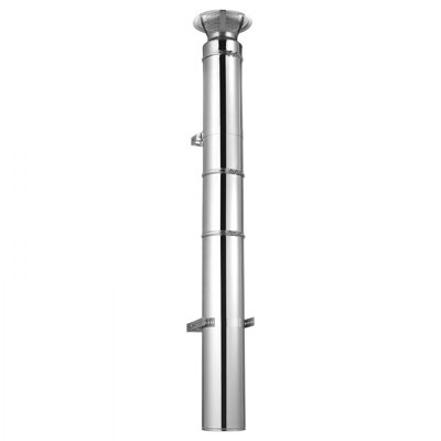 Double Wall Insulated Chimney Pipe, 6 x 48 inch Stainless Steel (Inner 316,Outer 304) Stove Straight Pipe, Easy Installation & Thick Insulation Cotton for Indoor and Outdoor, 1 Pack,Silver