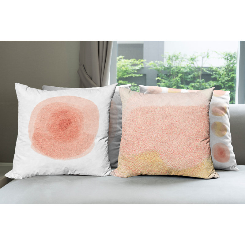 Everts Indoor / Outdoor Abstract Square Cushion Cover, 45cm H x 45cm W x 0.01cm D, Peach/Ecru/White