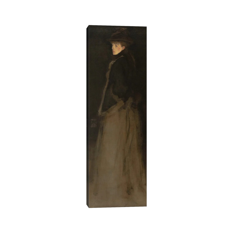 Arrangement en noir et brun, la jaquette de fourrure - reproduction d'art murale - toile tendue, 60 po x 20 po, Sans cadre