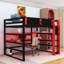 Lit mezzanine en bois avec bureau, lumière DEL, ports de chargement et tablettes-306422634-306422632