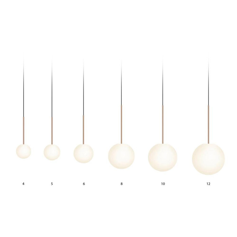 Bola Sphere Pendant, Brass, 20.4" H x 8" W x 8" D