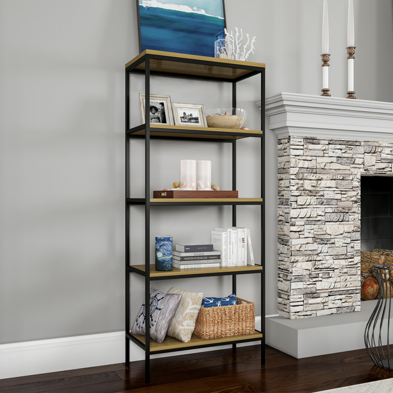 144.15cm H x 60.33cm W Steel Etagere Bookcase