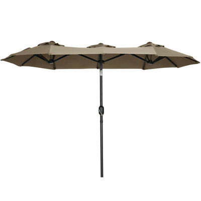 Outsunny Double-Sided Patio Umbrella 9.5' Large Outdoor Market Umbrella With Push Button Tilt And Crank, 3 Air Vents And 12 Ribs, For Garden, Deck, Pool