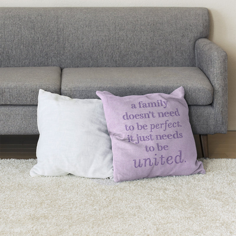 Coussin de sol Family Love, H 28 po x l 28 po, Mauve contrastant
