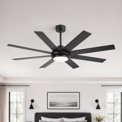 60 Inch Large Ceiling Fans With Lights And Remote, Indoor/Outdoor Modern Ceiling Fan For Kitchen Living Room Patio, 6 Speed Reversible Quiet DC Motor, Dual Finish 8 Blades