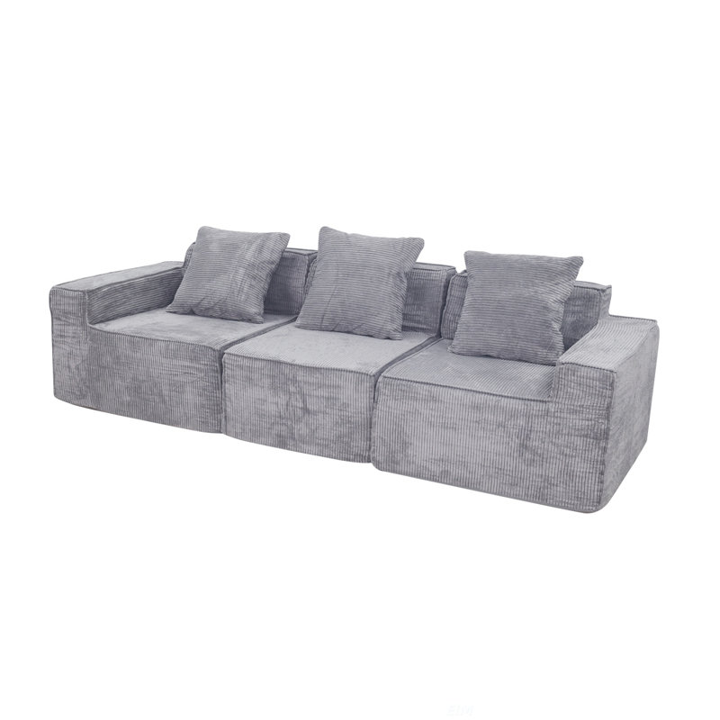 Convertible Floor Sofa Bed With Pillow, Back Support, Armrest, Comfy Futon Couch For Living Room And Bedroom In Corduroy Fabric