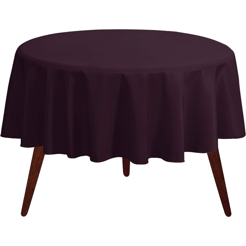 Ambee Round No Pattern Polyester Tablecloth, 70" Round, Eggplant