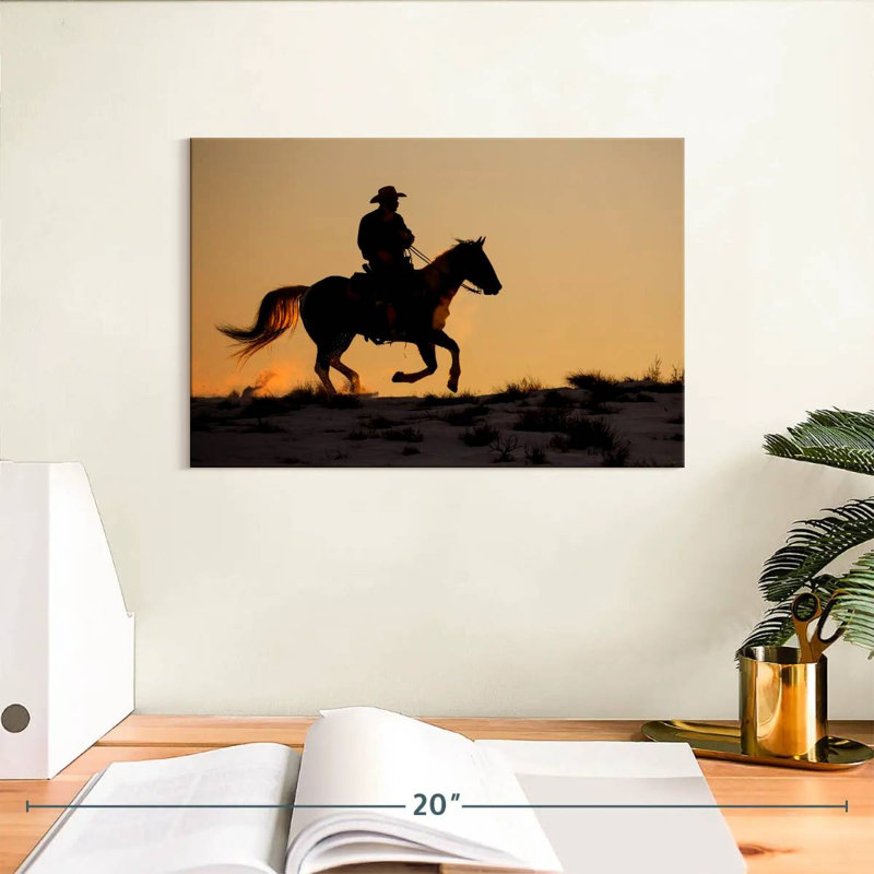 Lelar, cowboy à cheval, H 8 po x l 12 po