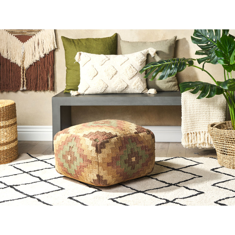 Merrick 50cm Wide Square Geometric Pouf Ottoman