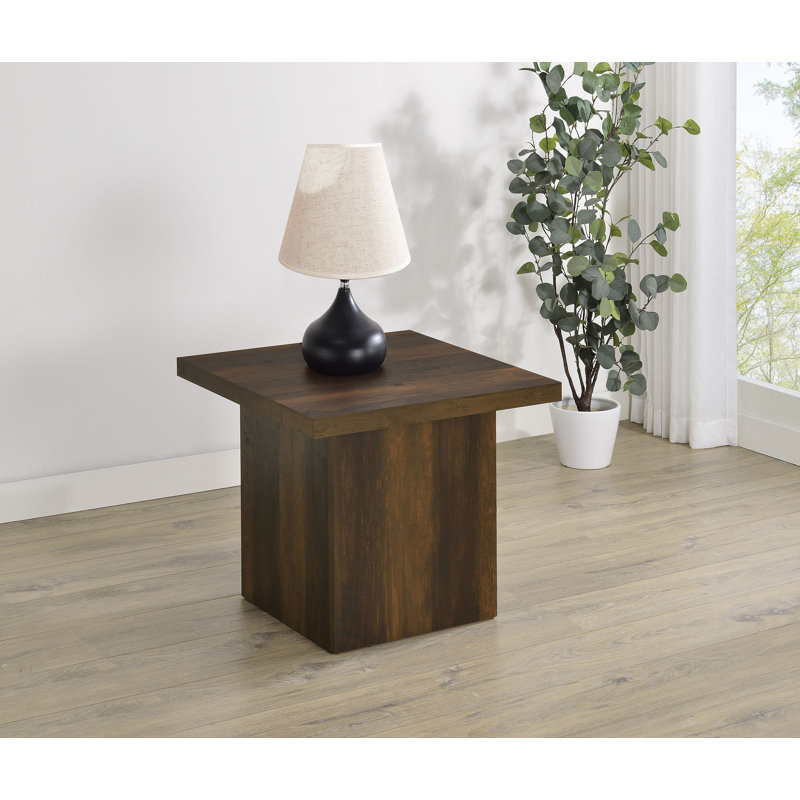 Table de bout carrée Varani, Pin foncé