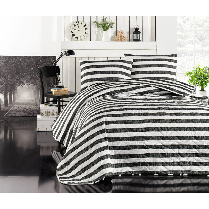 Bedspread Set with 1 Pillowcase, 160 x 220 cm Bedspread - 1 Pillowcase, Light Grey