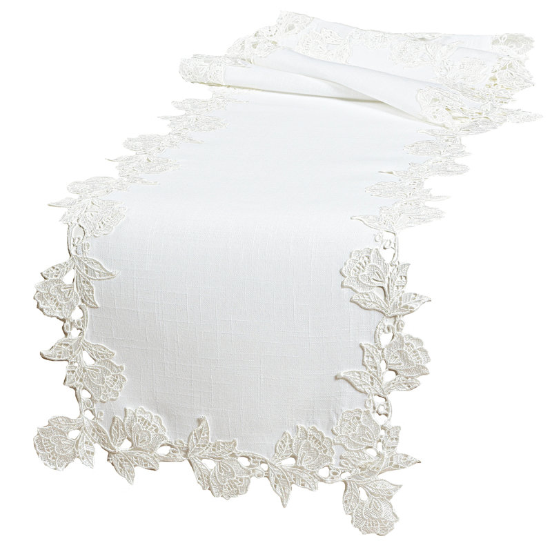 Sharmaine Table Runner, White, 72" L x 16" W