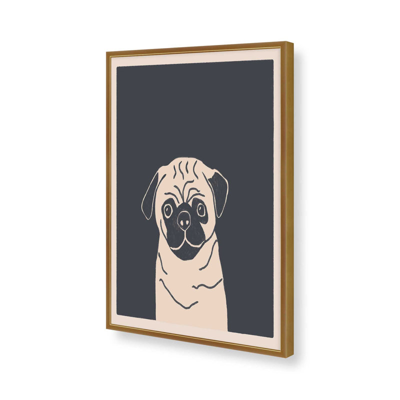 Pugsy The Pug Dog By Sary And Saff Canvas Art Print, 16" H x 12" W, Gold