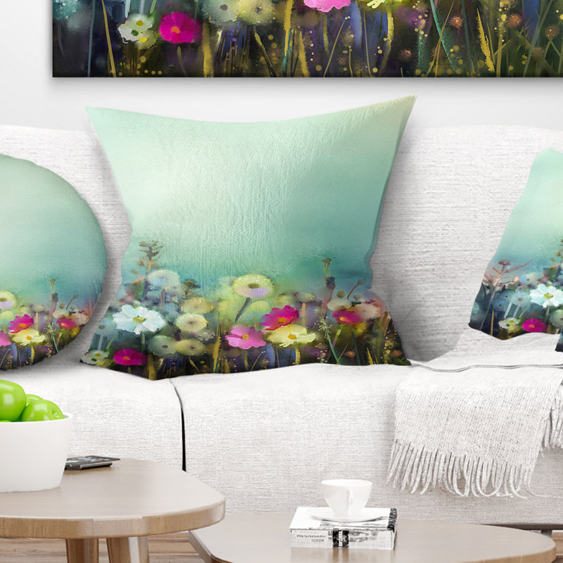 Coussin Dandelion Poppy and Daisy, 16 po x 1 po, Carré