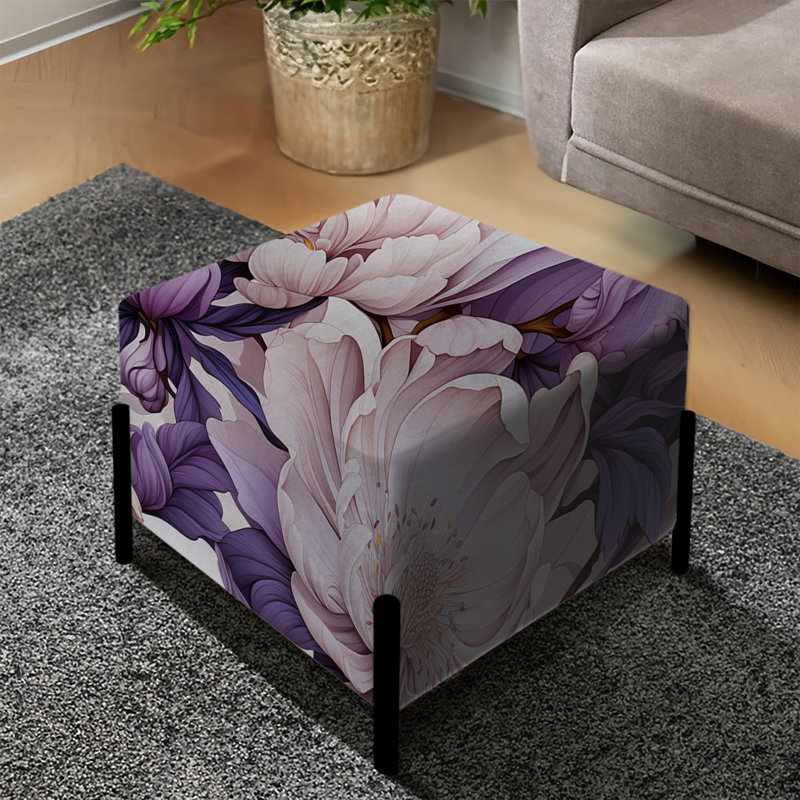 Mauve Poppies Harmony I - repose-pieds carré floral