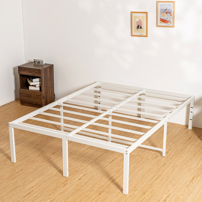 Structure de lit en acier blanc 18 po Briese, Double