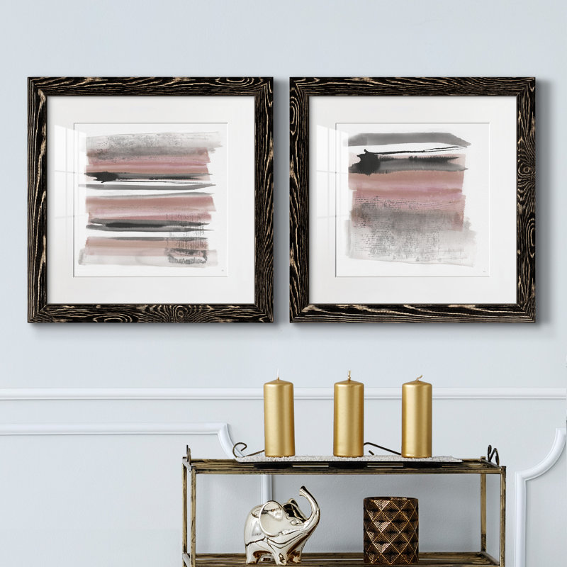 Sundown Turnwood I - ensemble de 2 peintures encadrées, H 17 po x l 34 po x P 1,5 po, Cadre noir