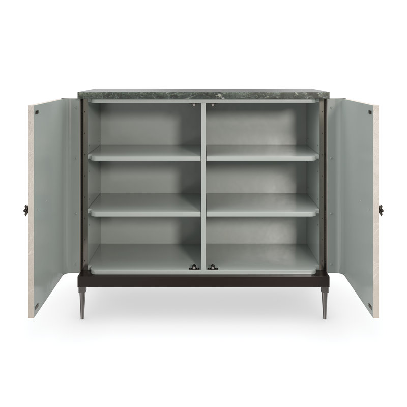 Empire Dark Chocolate and Cream Marble Accent Cabinet