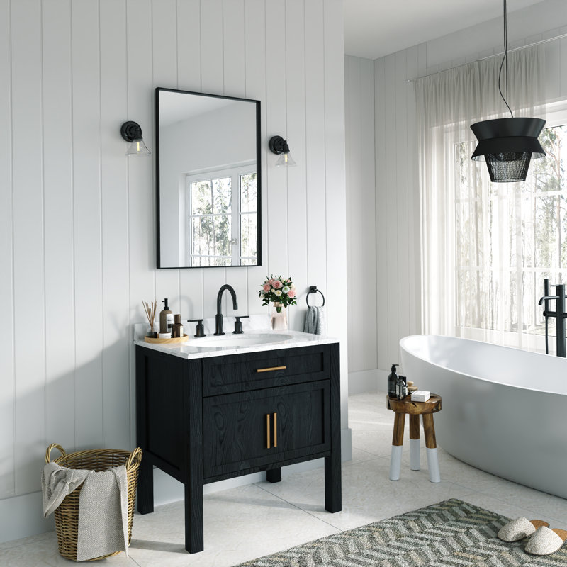 Miroir mural Earsell, 24 po x 36 po, Noir