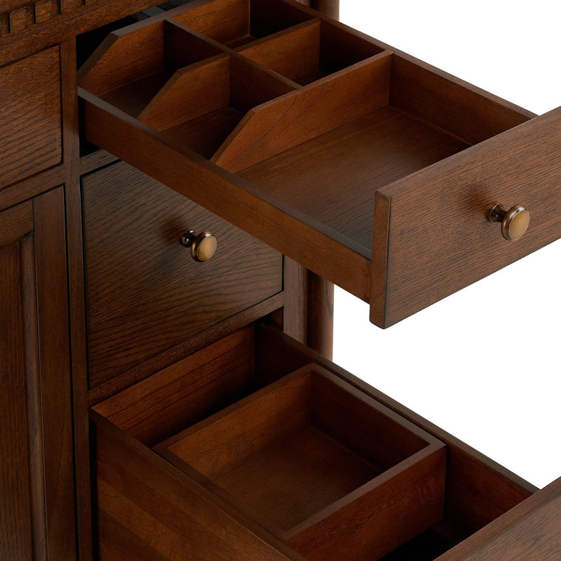 Claudia 36" Mahogany Single Basin Vanity Cabinet - Cabinet Only - Less Vanity Top, Antique Coffee, Antique Brass