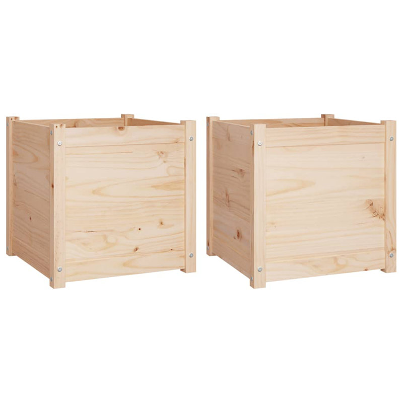 Boîte à fleurs en bois pour l'extérieur, H 19,7 po x l 19,7 po x P 19,7 po, Naturel, 2