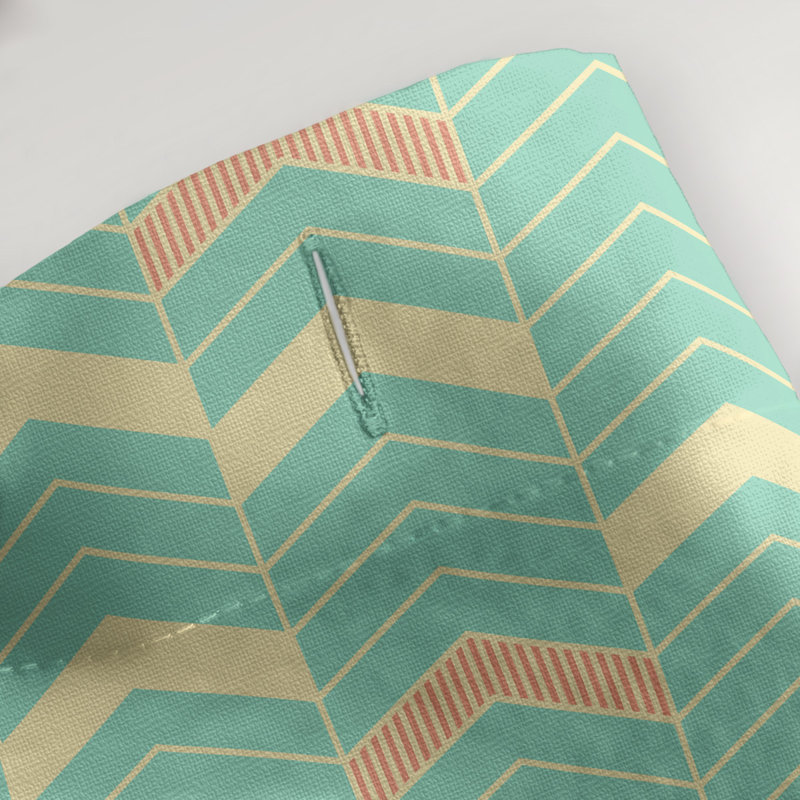 Rideau de douche simple à chevrons, Vert / orange / jaune