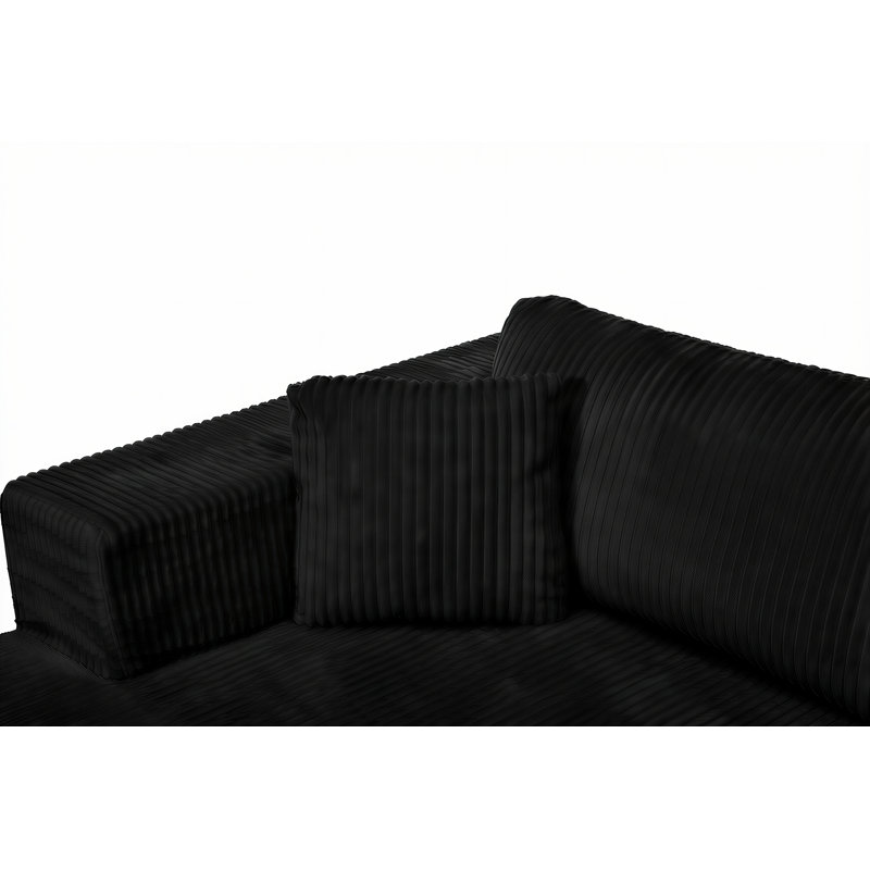 Modular Sectional Sofa, Cloud Sectional Couch With Deep Seat, Modern Modular L-shape Sofa With Chaise,upholstered Boneless Couches For Living Room (corduroy, Black,left Facing Chaise)