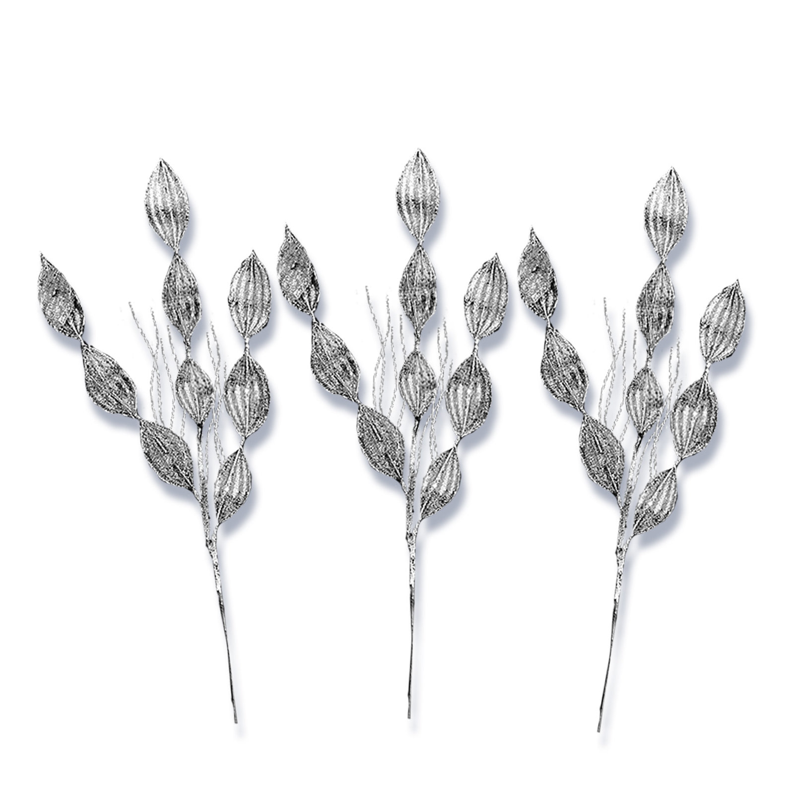 32" Leafy Glitter Picks, Silver