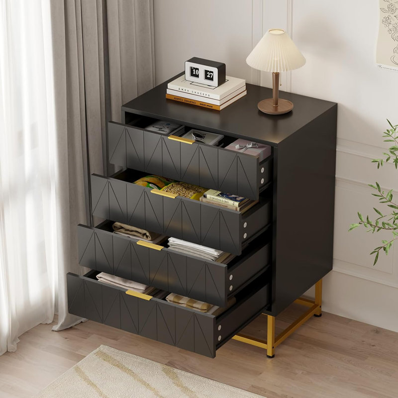 4 - Drawer Chest of Drawers, Black