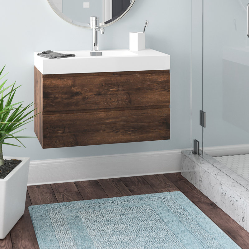 Ensemble de meuble-lavabo simple mural 36 po Mitul, Bois de rose